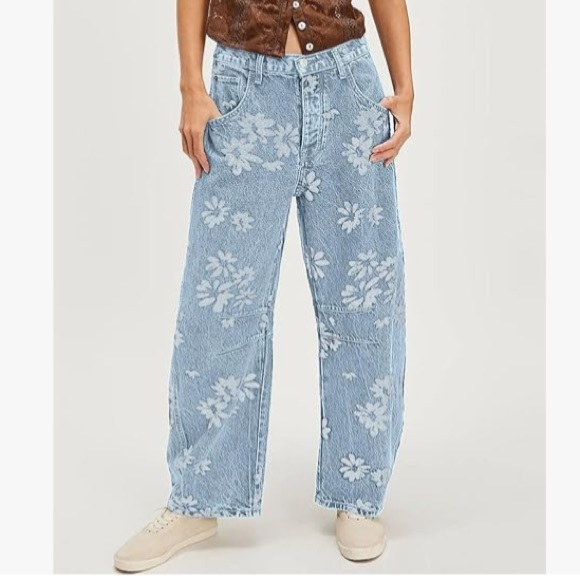 NWT Floral Printed Jeans - Lt Blue - Picture 2 of 4